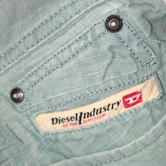 Y2K Vintage Diesel Blue Trouser Pants size 27 Linen Cotton - Picture 3 of 3